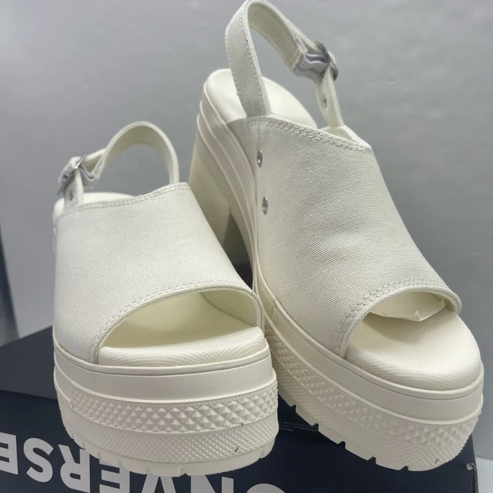 Converse CHUCK 70 DE LUXE HEEL MULE SLI EGRET/EGRET/EGRET Platform Heels A13796F